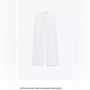 ZARA Z1975 HIGH RISE WIDE LEG RHINESTONE JEANS